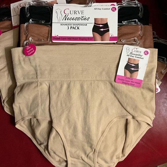 Curve Necessities 3 pack seamless shapewear mid waist shaping brief S M L $136 - Picture 2 of 7